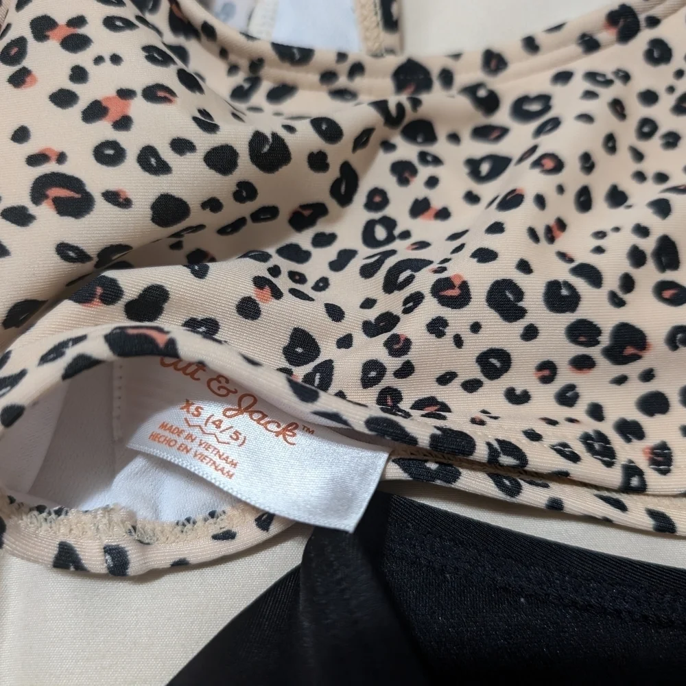 Cat & Jack Tan and Black Leopard Bikini Girl Size 4/5